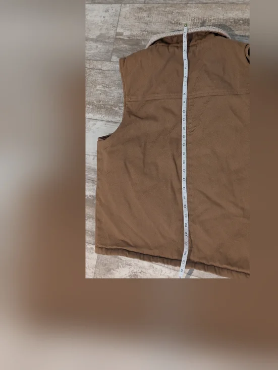 Weatherproof Quilted Vest with Sherpa Collar in Tan and Cream Size L - Picture 12 of 14